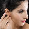 Stud Earrings Luxury Female Bule/red Stone White Gold Double Vintage Wedding For Elegant Women Drop