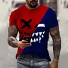 Men's T Shirts Summer 3D Devil Smiles Printing T-Shirt For Men Short Sleeve Clothing Casual Colorful Streetwear Fashion Outdoor Tees&Tops