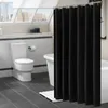 Modern Black Shower Curtains Waterproof Fabric Solid Color Bath Curtains For Bathroom Bathtub Large Wide Bathing Cover With Hook 240419