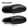 Casual Shoes Dekabr Men Loafers Soft Moccasins Högkvalitativ Autumn Winter Microfiber Läder Varma lägenheter Kör storlek 37-45