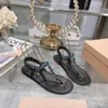 Slippers Sheepskin Sparkling Rhinestone Clip Toe Flip Flop Women's Summer Fairy Style Beach Flat Sandals