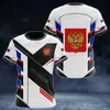 Camisetas masculinas bandeira russia masculina camisetas da tripulação de pescoço russo Tops russos impressão 3D Moda de grandes dimensões SLVE SLVE MENINO CLATE STRTTEWAIS T240419