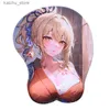 Mouse Pads Wrist Rests Genshin Impact Yoimiya Ganyu Yae Miko Beauty Silicone Mouse Pad Wrist Bracelet 3D Anime Cute Wrist Bracelet Office Game MousePad Y240419