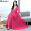 Abiti casual di base 7 colori Summer Vintage Vacate Maxi Abito Solido 2024 Donne Bodycon Party Evening Vestidos Chiffon Casual Beach Abito Midi 240419