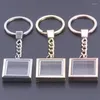 Keychains 10st/Lot Glass Geometric Ashes Urn Locket Pendant Keychain For Men Clear Square Living Relicario Keyring smycken