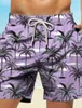 Mäns shorts palm tr tropical mens resort 3d tryckt brädeshorts badstammar fickfort komfort andas korta hawaiian stil semester strand t240419