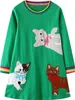 Children's girls cotton long sleeve casual cartoon decal striped Jersey dress