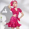 Bühne tragen lateinische Tanzkostüm Girls Rose Pink Dots Anzug Anzug Performance Kleidung Sommer Kinder Übungskleid Kleid BL12609