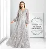 Party Dresses Muslim Evening Dress Gray Luxury Long Sleeve 2024 Dubai Sequin For Women Wedding Prom HO1069