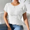 Damen T-Shirt Sexy Tees Lose lässige Strick kurz schläfrig 2024 Frühlings-/Sommer Neue, farbgestrickte T-Shirt Frauenpendler Top Plus Size Tops