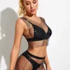 Sexy Shiny Rhinestone Fishnet Women Y2K Tanks Toquero Vea a través de la tapa de la playa de verano Tops Party Club Night Club Women 240419