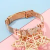 Pulseiras de link de aço inoxidável rosa borboleta forma malha de pulseira micro pavor cz spacer charme pulseira de pulseira de pulseiras para mulheres