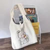 أكياس الكتف Hylhexyr Women Canvas Tote Lamb Like Like Fabric Bear Bear Bearder Crossbody Handbag Shopper Custy for Girl