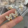 Boucles d'oreilles de créateur originales de qualité supérieure de qualité supérieure V Placage or V Gold Placing Full Diamond Butterfly Oreilles Boucles avancées Bijoux avec logo