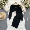 Yuoomuoo Autumn Women Dress Set Moda Y2K Knit