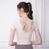 Aktive Hemden Frauen schöne Rücken Yoga Kleidung Kurzarm Top Nackt Nackt fühlen Brustkissen Sport T-Shirt Frühling Sommerstil