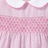 Girl's jurken Little Maven Girls Pink Beach Jurken Animal Rabbit Print kinderfeestjurken 2 jaar peuter baby Peter Pan Collar Feestelijke jurk D240423