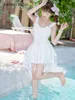 Women's Swimwear Lolita Cute Sweet Girl Ruffled Mesh Patchwork Slim Fit Swimsuit White Versatile Sexy Y2K Kawaii One Piece