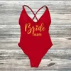 Women's Swimwear Hen Bachelor Party Woman One Piece Swimsuit Bride Team Diamond Sexy Pad Swimsuits Girl Summer Bathing Suit Micro Bikini