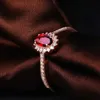Solitaire ring Origineel 585 Purple Golden 14K Rose Golden Crystal Ruby Sieraden Ovaal verstelbare prachtige bruiloftsbetrokkenheid voor vrouwen D240419