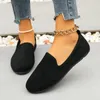 Chaussures décontractées en daim pour femmes modes d'orteil rond de la mode Fashion plate couleur solide femme marchant de grande taille en slip-on peu profonde bouche