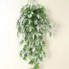 Dekorativa blommor plastvägg hängande rotting lavendel vardagsrum falska växtkorg