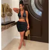 Robes de travail Femmes décontractées Tracks Cost Two Piece Set Bra Bra Mini Robe Backless Streetwear Vêtements pour tenue