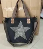 Çantalar 2023 Büyük Yıldız Baskı Vintage Tuval Omuz Çantaları Kadın Seyahat Tote Fabrika Outleti Artı Boyut Çok Fonksiyonlu Bolsos