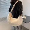 Shoulder Bags Crescent Shape Canvas Bag Women's 2024 Summer Trend Messenger Fashion Bear Accessories Handbag Travel