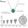 Pendanthalsband Bamoer Square Green Moissanite 925 Sterling Silver Pendant Necklace 18K White Gold Plated VVS1 Lab Diamond Necklace for Women 240419