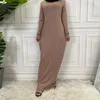 Ethnic Clothing Summer Skirt For Ladies New Inner Dress Muslim Casual Dress For Women Clothing Islamic Abaya Long Sleeve Maxi Slim Inner Dress d240419