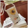 Sacs à bandouliers Summer Brand d'origine Ornement de tournesol Ornement Téléphone Small Square Sac Girl Sweet Cute Knite All-Match Coin Purse Dames B057