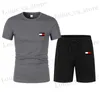 Testros masculinos novos esportes de pesca curtos de verão para masculino Camiseta casual+shorts conjunto de 2 peças T240419