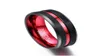 결혼 반지 men039s 링 8mm 검은 색 및 빨간 텅스텐 카바이드 무광택 마감 경사 가장자리 크기 7 ~ 164565222