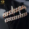 Nouveau design hip hop populaire spécial 16 mm Two Tone Sier mixte rose doré bracelet Moisanite Cuban Link