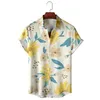 Men's Casual Shirts Fashionable Tropical Botanical Print Tops Women's Short Sleeve Button-Down Shirt