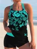 Momento de banho feminina Tankini estampado de duas peças de banho 2024 Women Cantura alta renda feminina Up Beachwear Bathers Bathing Swimming Swim Suit