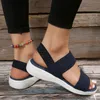 Womens Knit Elastic Cloth Wedge Sandals Slip On Lightweight Walking Sandals Women Plus Size Comfortable Summer Shoes Woman 240415