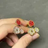 Senior Designer Original VanCleff Trendy Couples New Ladybug Ring Three Flower Rose Gold Ring Accessory