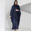 Etnische kleding glanzende batwing mouw Cardigan gewaad bescheiden moslim Dubai plus size kimono open abaya jurk corban eid vrouw outparden lagen d240419