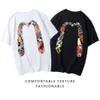 夏の新しいファッショナブルなブランドEV Fushen Men's and Women's Big M Printed Carp Jumping Dragon Gate Koi Sleeves Tシャツ汎用性847663