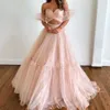 Party Dresses 18102#Shining Pink Vintage Organza Tulle Evening Dress Layered Sleeveless Pleated Princess Prom Gown For Women Pos