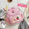 Bolsas escolares bordando rosa bordado de morango para escolares para escolares para garotas presentes de aniversário 2024 mochila japonesa de desenho animado