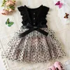 Mädchenkleider 2024 Sommermädchenkleid Tupfen-Mesh-Mesh schwarzer Kleid Kinder Geburtstag Prinzessin Kleid für 1-5 Jahre Kleinkind Baby Mädchen Kleidung D240423