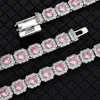 Smycken 12mm Flip Buckle Colorful Zircon Rock Sugar Chain Halsband Trendiga varumärke Personlig hiphop-mens och kvinnors armband