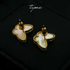 Womens Top Grade Vancelfe Original Designer Earrings Series Exquisite Copper Plated Butterfly Shaped Shell Tiger Jewelry with Logo
