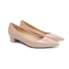 Sandaler Lady Shiny Patent Leather New in Low Heels Zapatos 3cm6cm ol Elegant Shoes Pointy Toe Mujer Mocasines 4234 Gold Sier Pumps