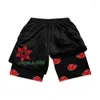 Herren Shorts Anime Fitnessstudio Männer 2 in 1 Doppelschicht Schnell trockenen Kurzhüftungshosen Sommer -Training Jogging Performance Sport Sport