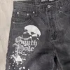 Винтажные свободные коленные штаны пляж летняя мода повседневная мода y2k хип -хоп джинсовые шорты 2023 Harajuku Punk Rock Gym мужчина 240412