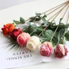 Decorative Flowers 1pcs 2024 Artificial Vase For Home Decoration Wedding Fire Roasted Roses Curled Edges Christmas Silk Rose Bouquet